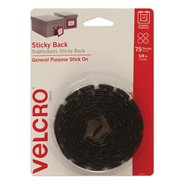 VELCRO® Brand Sticky-back Fasteners, Removable Adhesive, 0.63" Dia, Black, 75-pack freeshipping - TVN Wholesale
